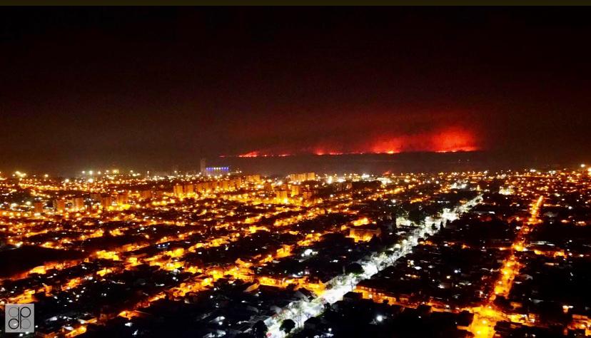 Fuego en las islas Frente a Rosario. Drone. Jorge Harraca