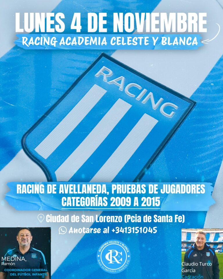 RACING CLUB probará jugadores en San Lorenzo clases 2009 a 2015